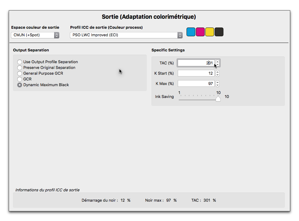 Adaptation du total d'encrage des PDF