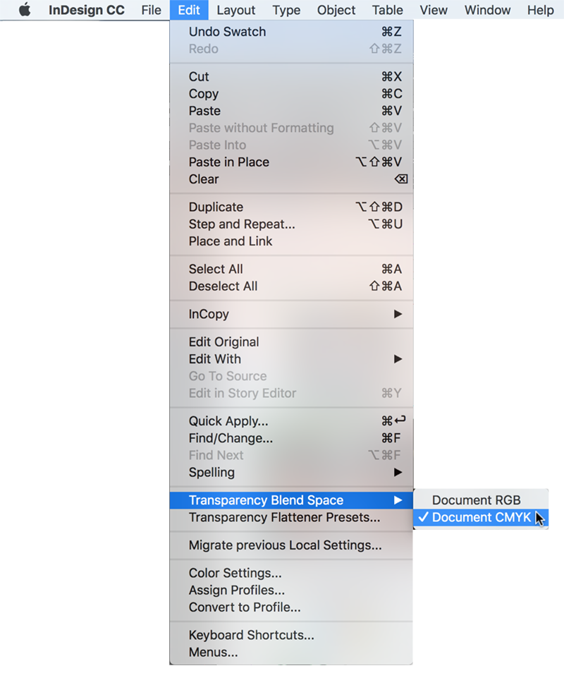 Modification des espaces de fusion des transparences dans la suite Adobe